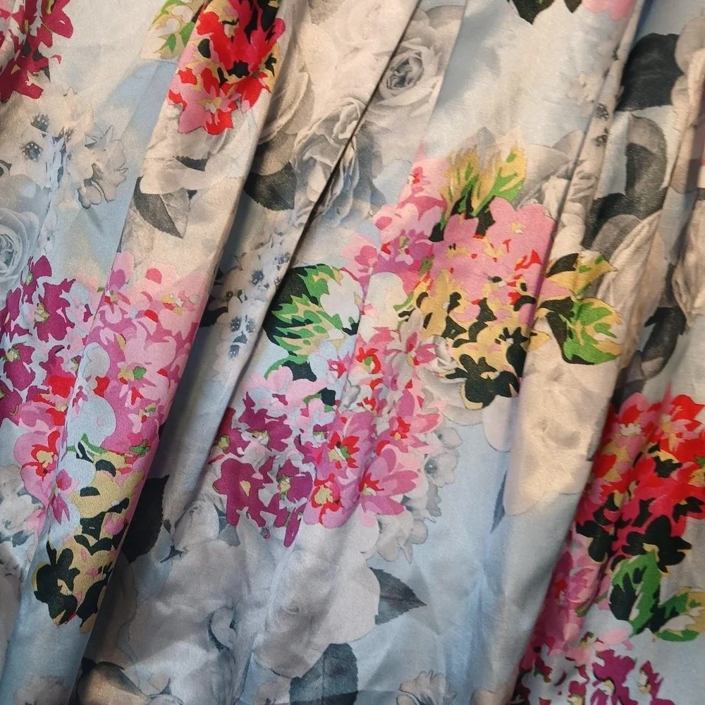 Nights by Teeze Me sz 1 formal maxi skirt satin POCKETS chic floral prom glam
